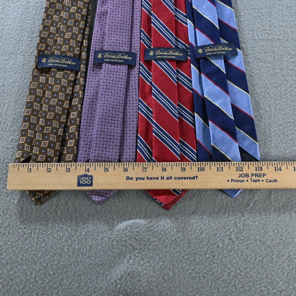 Brooks Brothers Mens Silk Necktie Lot 4 Striped Geometric Ties OS Multicolor